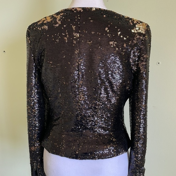 Walter Baker Keisha Black Gold Sequin Jacket - Picture 4 of 8